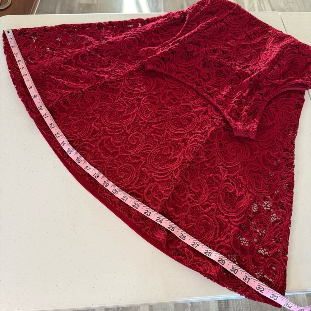 Liz Claiborne Lace Dress Deep Red Lined Sleeveless Fit & Flare Women’s Size 4 - Picture 5 of 10